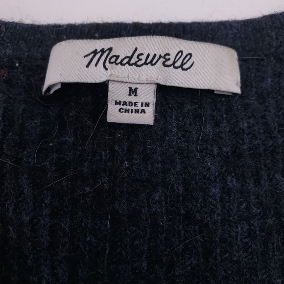 Madewell Women's Navy Blue V Neck Sweater Long Sleeve Wool Viscose Size Medium - Picture 3 of 5